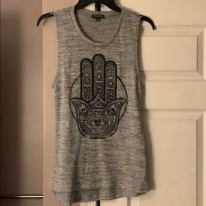 4/$20 Fifth Sun Gray with Print Sweater Tank Sz Md